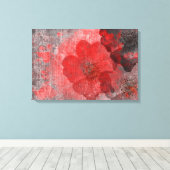 Kool, unieke rode grijze bloemkunst in de aziatisc canvas afdruk (Insitu (Houten vloer))