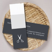 Kool, vers blauw, witte strepen, haarstijllijst mini visitekaartje