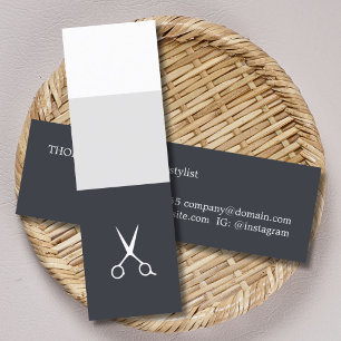 Kool, vers blauw, witte strepen, haarstijllijst mini visitekaartje