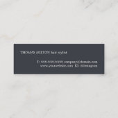 Kool, vers blauw, witte strepen, haarstijllijst mini visitekaartje (Achterkant)