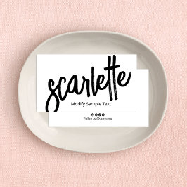 Kool Vet Handgeschreven het Manuscript van de Bors Visitekaartje