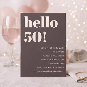 Kool Warm Bruin Modern Chic 50ste Verjaardagsfeest Kaart