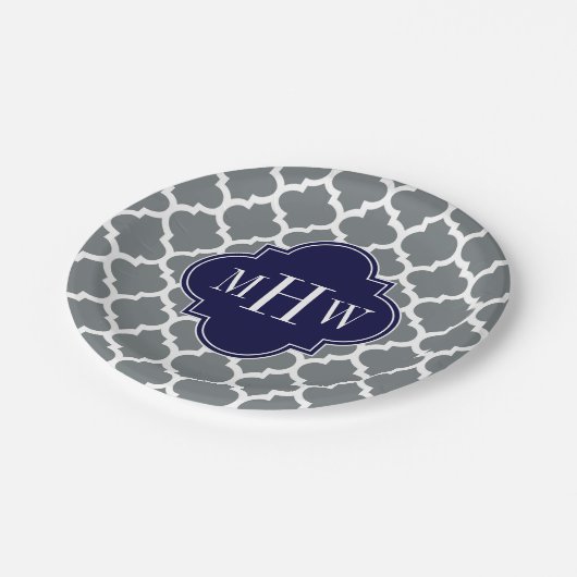 Kool, wat Marokkaans #5 marinemonogram 3 Initiaal Papieren Bordje (Gekanteld)