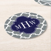 Kool, wat Marokkaans #5 marinemonogram 3 Initiaal Ronde Kartonnen Onderzetter (Gebogen)