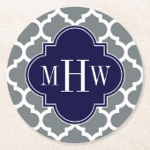 Kool, wat Marokkaans #5 marinemonogram 3 Initiaal Ronde Kartonnen Onderzetter (Voorkant)