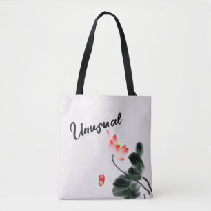 Kool Waterverf Floral Lotus Freehand Tekening Tas