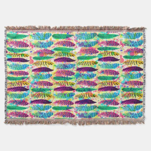 Kool waterverf neonsplatters stamveren veren deken (Voorkant)