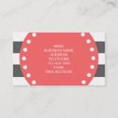 Kool White Stripes Pattern Coral Monogram Visitekaartje (Achterkant)