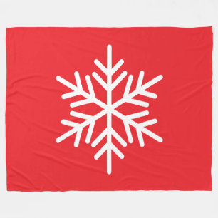 Kool Wit Festief Alpien Sneeuwvlok op Fel Rood Fleece Deken