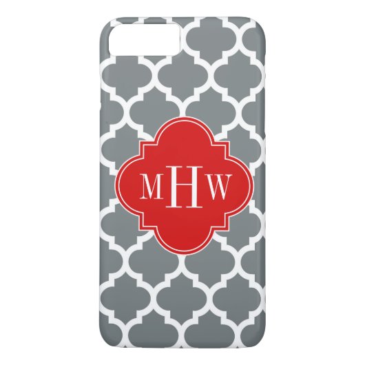 Kool, wit Marokkaans #5 Rood 3 Initiaal Monogram Case-Mate iPhone Case (Achterkant)