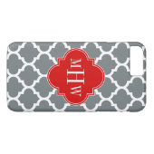 Kool, wit Marokkaans #5 Rood 3 Initiaal Monogram Case-Mate iPhone Case (Achterkant (Horizontaal))