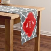 Kool, wit Marokkaans #5 Rood 3 Initiaal Monogram Korte Tafelloper (Voorbeeld)