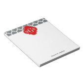 Kool, wit Marokkaans #5 Rood 3 Initiaal Monogram Notitieblok (Schuin)
