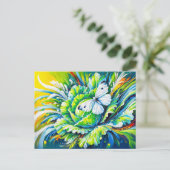 Kool Witte Vlinder op Kool in olieverfschilderij Briefkaart (Staand voorkant)