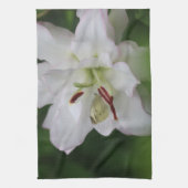 Kool Witte Vlinder op Lily Flower Foto Theedoek (Verticaal)