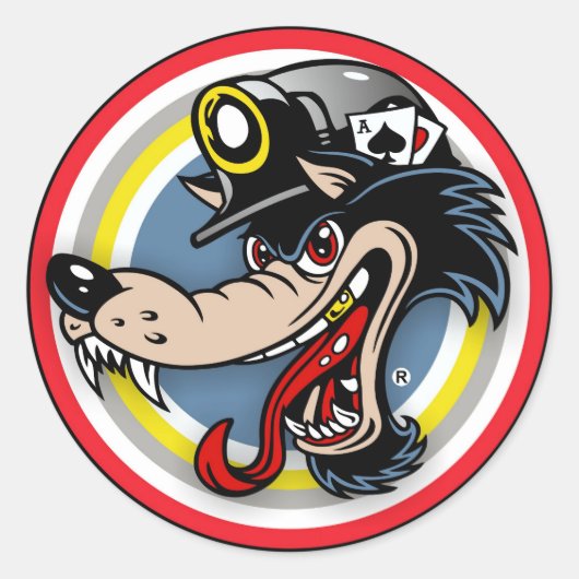 KOOL WOLF RONDE STICKER (Voorkant)