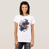 Kool Zilver ABSTRACTE KUNST Modeprint v2 T-shirt (Voorkant volledig)