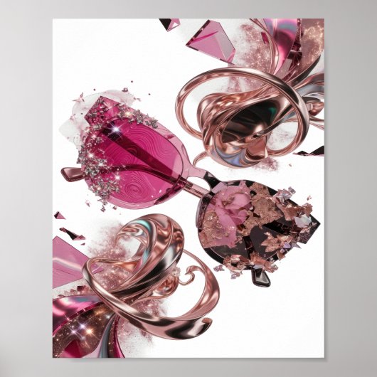 Kool Zilver ABSTRACTE KUNST Ontwerp v3 Poster (Voorkant)