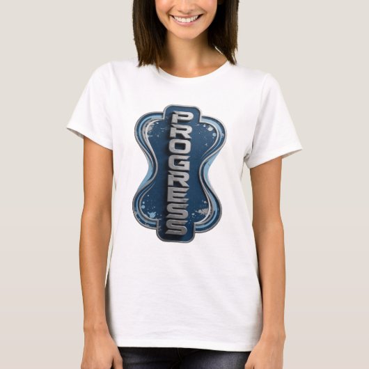 Kool zilver PROGRESS Afdruk T-shirt (Voorkant)