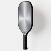 Kool Zilverborde Metale Ontwerp Persoonlijke Tekst Pickleball Paddle (Links)