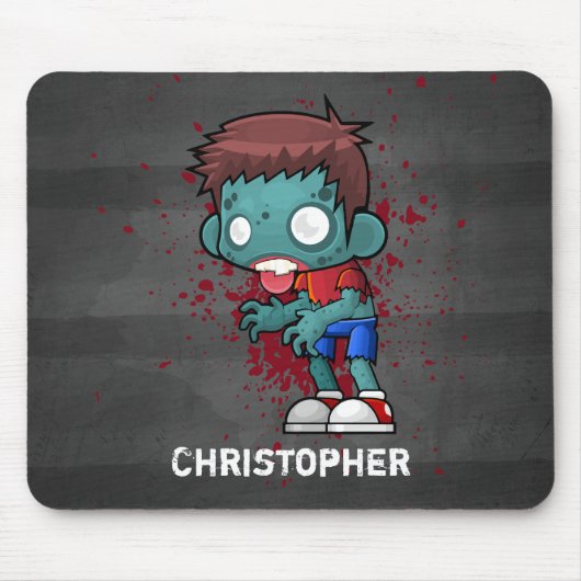 Kool Zombie Guy met bloed / Verf Splatter Muismat (Voorkant)