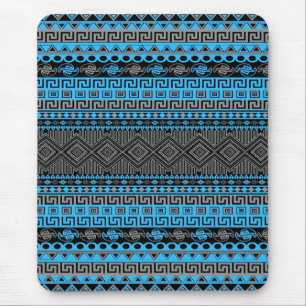 Kool zomersneonblauw Aztec-patroon Muismat