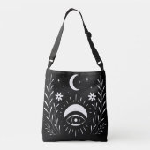 Kool Zwart en Wit Oog Boho  Crossbody Tas (Achterkant)