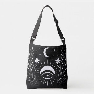 Kool Zwart en Wit Oog Boho Crossbody Tas