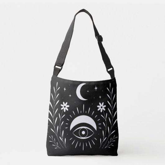 Kool Zwart en Wit Oog Boho  Crossbody Tas (Voorkant)