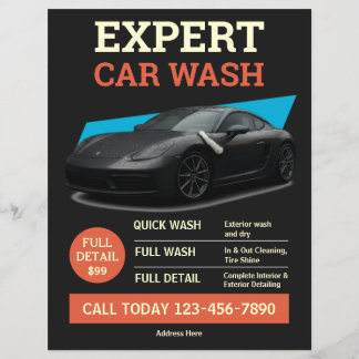 Kool Zwart Oranje Car Wash Ad Design Flyer
