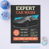 Kool Zwart Oranje Car Wash Ad Design Flyer (Enkel)
