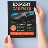 Kool Zwart Oranje Car Wash Ad Design Flyer (Hand)