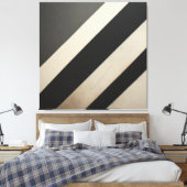 Kool zwart-wit gestreept minimalistisch canvas afdruk (Insitu (Slaapkamer))