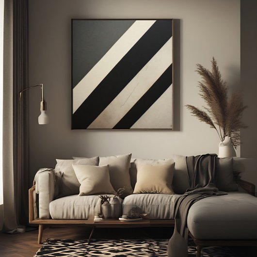 Kool zwart-wit gestreept minimalistisch canvas afdruk