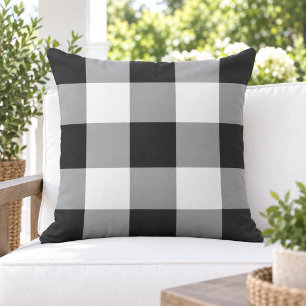 Kool zwart wit grote Gingham ruit Buitenkussen