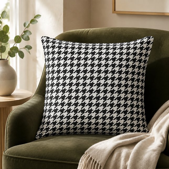 Kool zwart wit grote houndstooth kussen (Creator heeft geüpload)