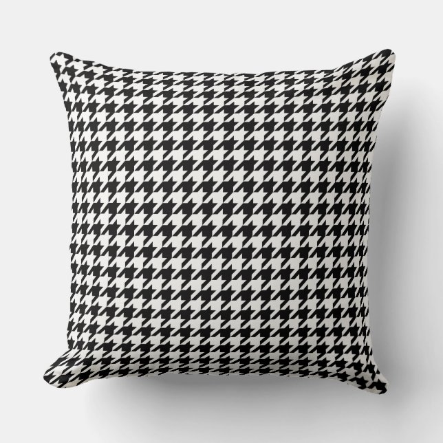 Kool zwart wit grote houndstooth kussen (Voorkant)