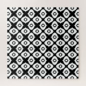 Kool zwart-wit symmetrisch Arabesk patroon Legpuzzel (Horizontaal)