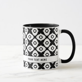 Kool zwart-wit symmetrisch Arabesk patroon Mok