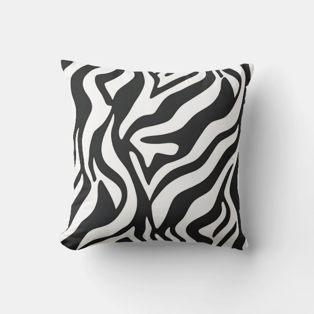Kool zwart wit zebra streep wild dier patroon kussen (Voorkant)