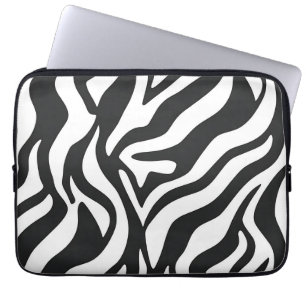 Kool zwart wit zebra streep wild dier patroon laptop sleeve