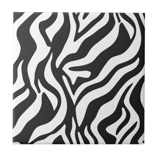 Kool zwart wit zebra streep wild dier patroon tegeltje (Voorkant)