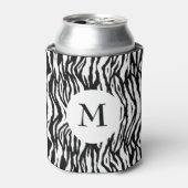 Kool zwart-wit zebraprintpatroon met monogram blikjeskoeler (Blikje Voorkant)