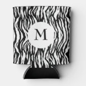 Kool zwart-wit zebraprintpatroon met monogram blikjeskoeler (Voorkant)
