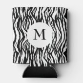 Kool zwart-wit zebraprintpatroon met monogram blikjeskoeler (Achterkant)