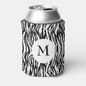 Kool zwart-wit zebraprintpatroon met monogram blikjeskoeler (Blikje Achterkant)