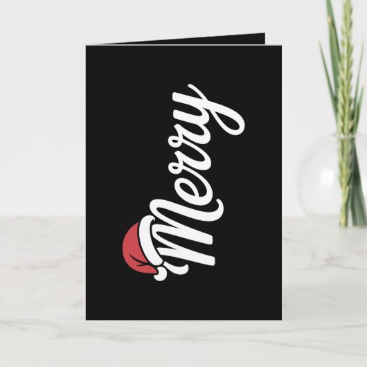 Kool Zwarte Kerstmis Kerstman Hoed Feestdagen Kaart (Voorkant)