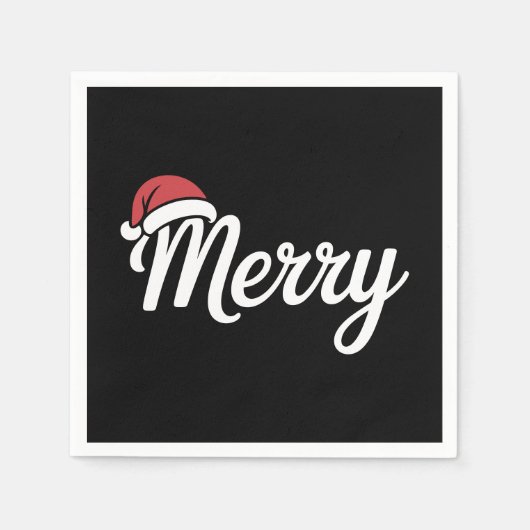 Kool Zwarte Kerstmis Kerstman Hoed Servet (Voorkant)