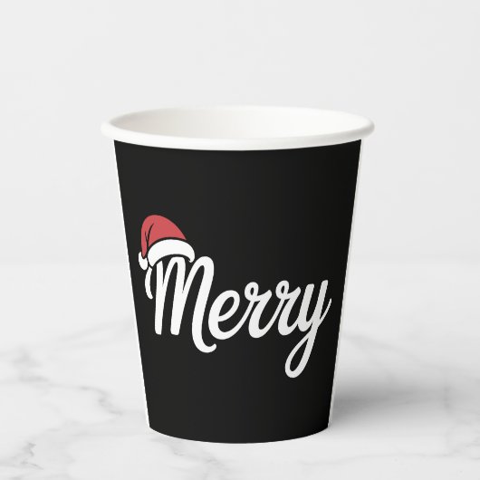Kool Zwarte Kerstmis Kerstman Muts Papieren Bekers (Voorkant)