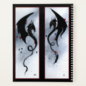 Kool Zwarte Tribale Draak Rood Blauwe Bloemen Planner (Achterkant)